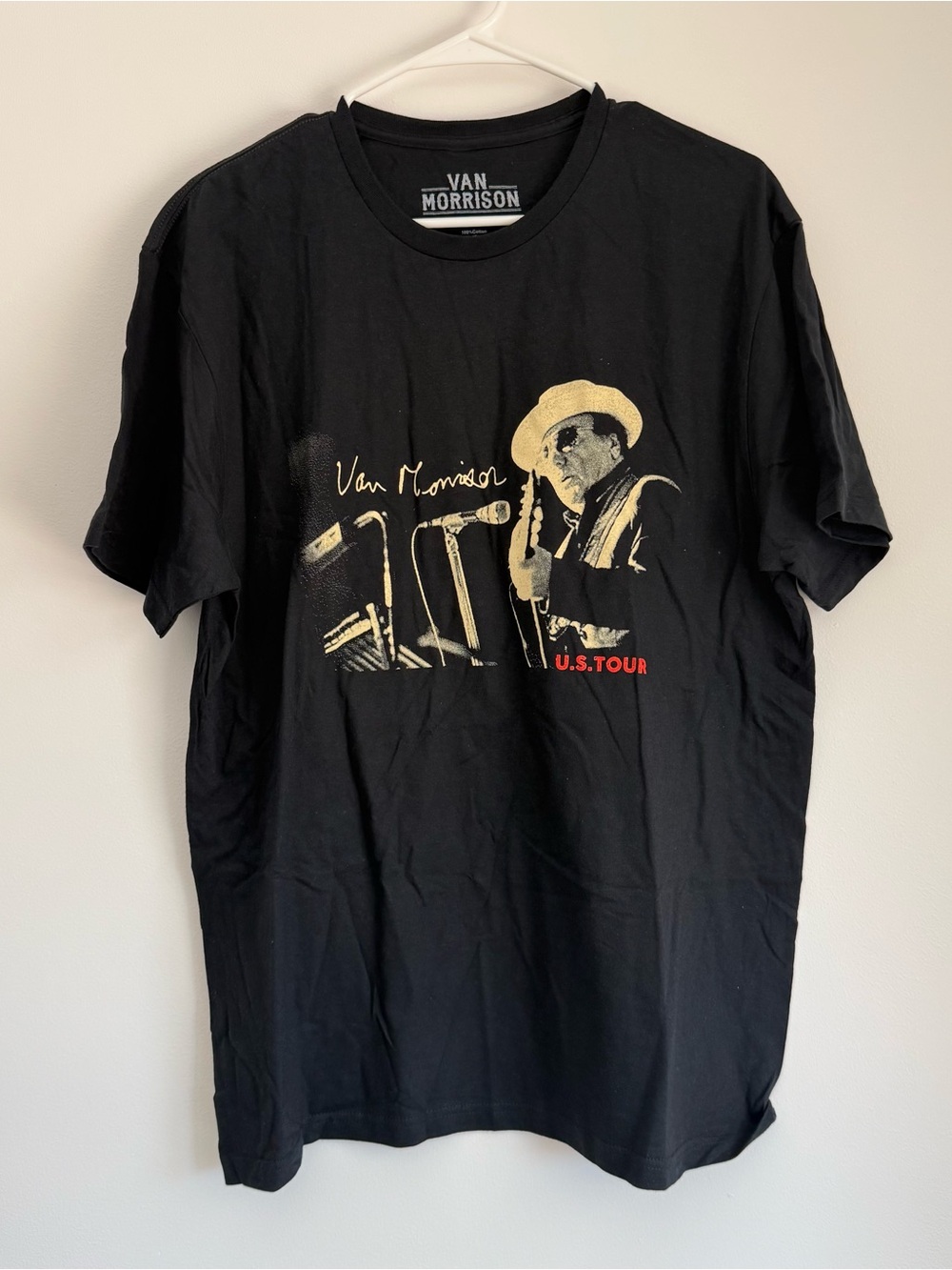 Van Morrison 2023 US Tour Band Tee Black Graphic Concert Shirt Size Large